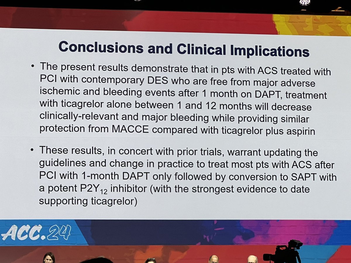 ULTIMATE DAPT trial- Ticagrelor for the win in ACS pts!! #ACC24 @ACCinTouch #LBCT