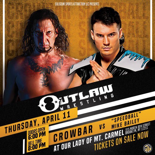 After the double at the historic @2300Arena on Sat on #WrestleMania weekend This Thursday is in now focus ⬇️ Vs @SpeedballBailey for @OutlawProWres