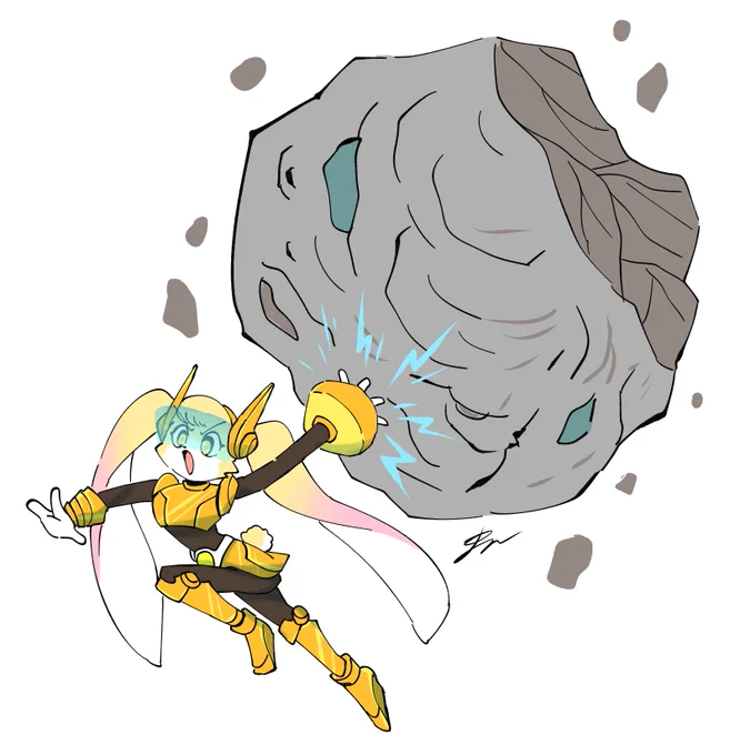 Akari will be a Mighty!"I'm going to smash all those who are picking on Big sis!!"Be careful, Akari is very scary when he gets angry. 