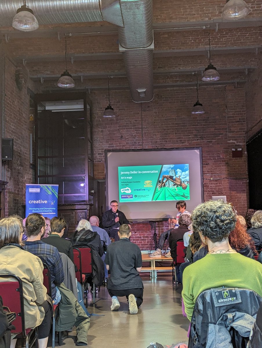 Today we're at @anthonyburgess for the concluding event of #asapeoplefest - Turner Prize-winning artists Jeremy Deller in Conversation with Rupert Cox ✨ this event is presented in partnership with the Granada Centre for Visual Anthropology (@GCVA_Mcr)