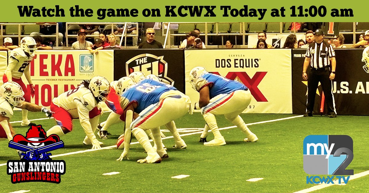 1 Hour till the Gunslingers vs NAZ Wranglers airs on KCWX 🏈 Don't miss out on the action! 📺 Tune in this morning at 11 AM to catch the replay of our thrilling San Antonio Gunslingers vs. Northern Arizona Wranglers game, only on KCWX-TV CHANNEL 2! Whether you missed the game or…