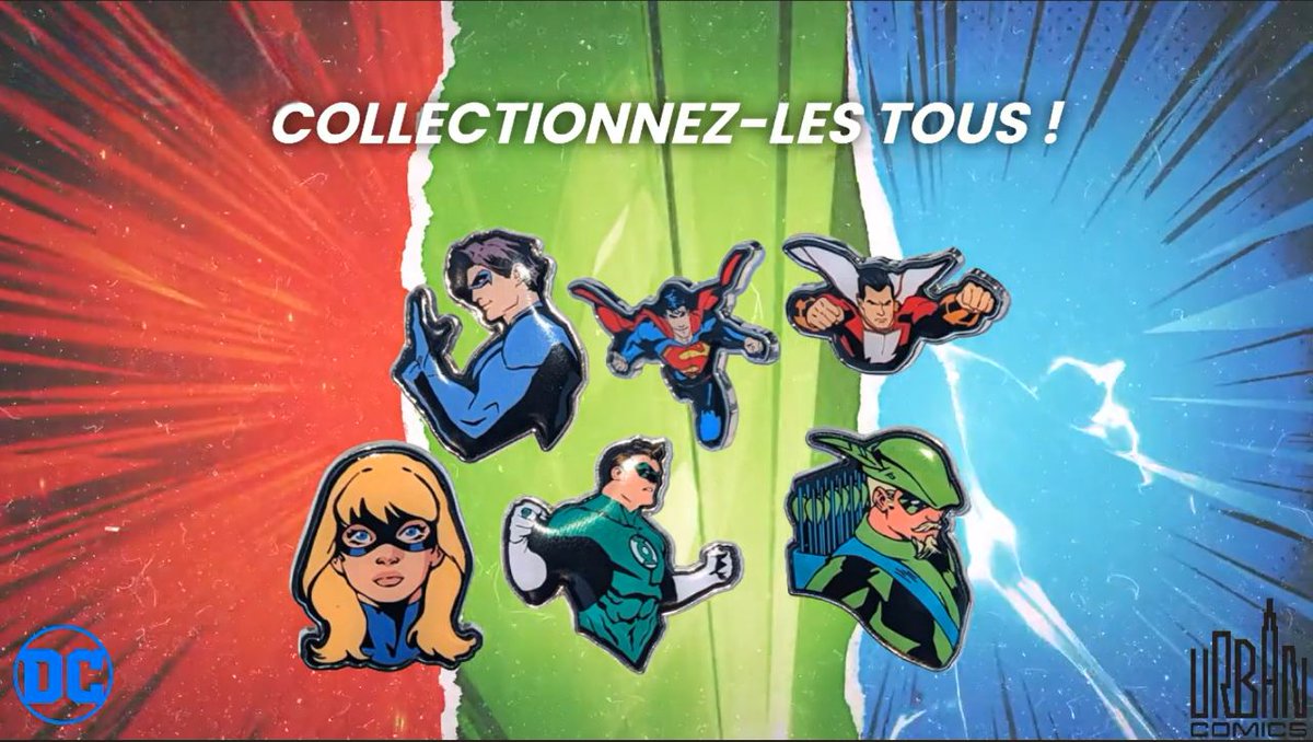 🔥On continue les promo ! En partenariat avec @UrbanComics, nous vous offrons un pack de pin's à l'effigie de vos héros #DC préférés ! 6 sont disponibles actuellement. Offre valable pour l'achat de 2 comics de la série 'Dawn of', les codes juste en dessous 👇