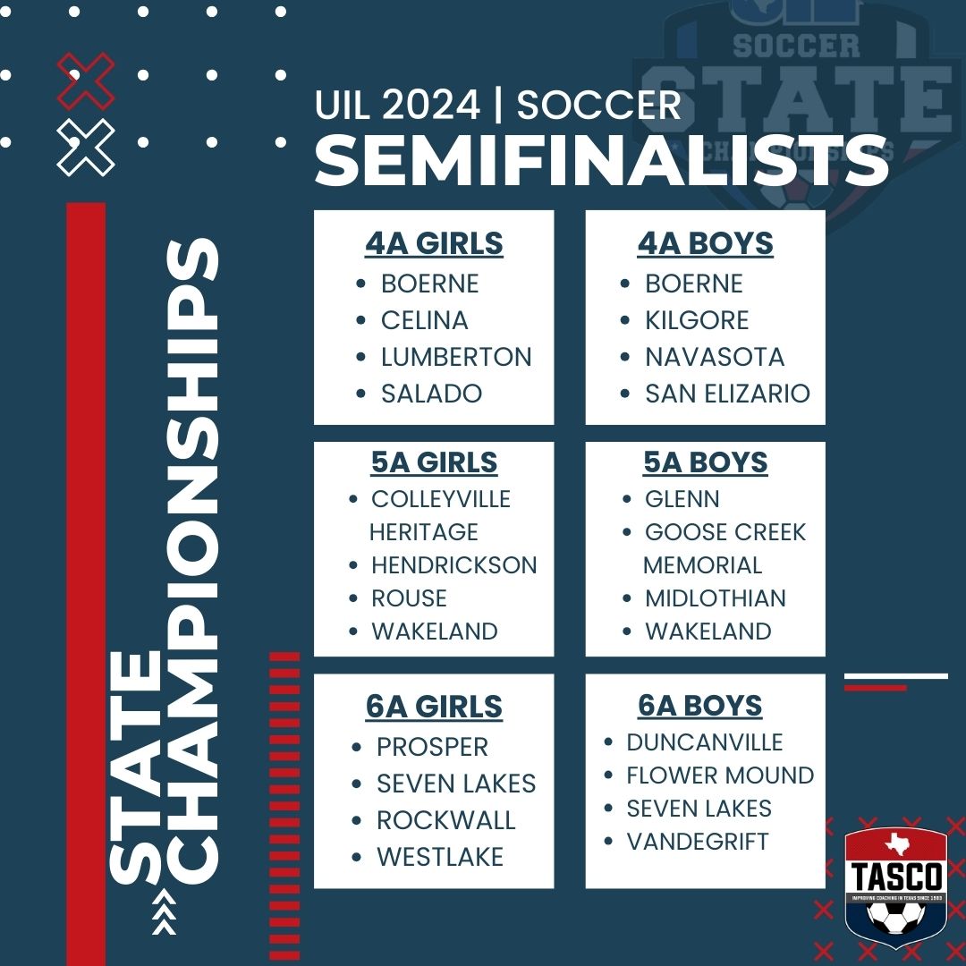 Congratulations to the programs that have advanced to the 2024 UIL State Championships this week! #TXHSSoccer #TXHSSoccer #TASCO #UIL #UILState