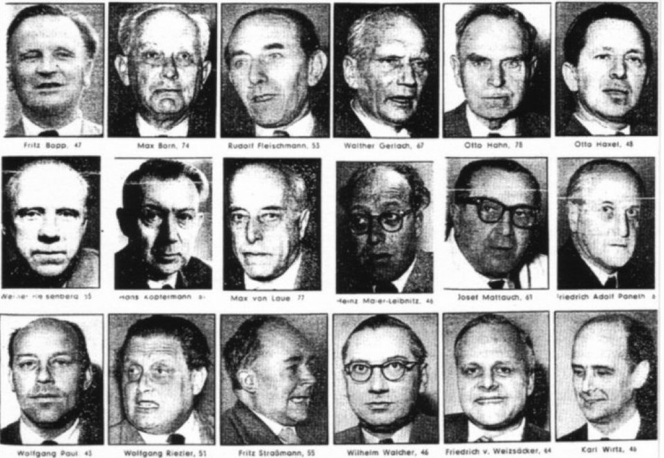#OnThisDay in 1957, the 𝙂𝙤𝙚𝙩𝙩𝙞𝙣𝙜𝙚𝙣 𝙀𝙞𝙜𝙝𝙩𝙚𝙚𝙣 – a group of 18 eminent 🇩🇪 nuclear scientists, including Max Born, Otto Hahn & Werner Heisenberg – published a manifesto against the nuclear armament of West Germany. Plans for this were dropped once & for all in 1958.
