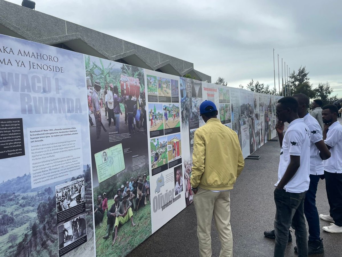 Peace education in Rwanda started with @Kigali_Memorial using powerful true stories of young people in this exhibition to counter division and promote empathy, critical thinking & personal responsibility. Being seen by 3000 youth at the Parliament in Kigali today. #Kwibuka30