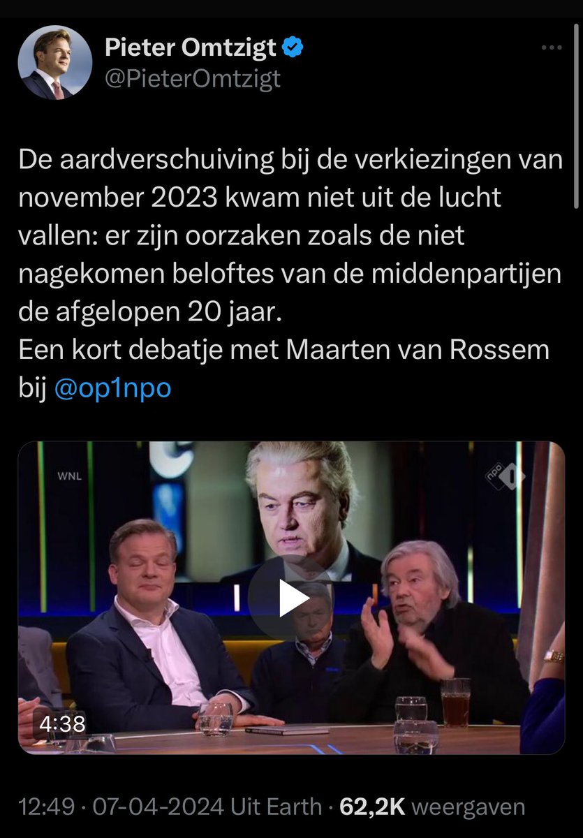 Pieter Omtzigt #NSC zat sinds 2003 namens het CDA in de Tweede Kamer. Hij schreef mee aan het CDA verkiezingsprogramma. Het lukte hem de afgelopen 20 jaar niet om zijn beloftes na te komen. Daarom gaat hij nu de beloftes van extreemrechts waarmaken.