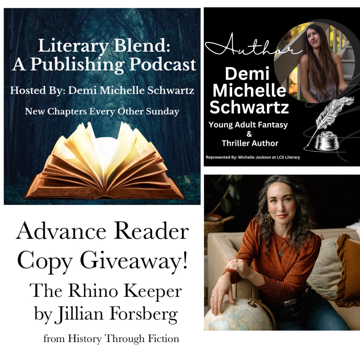The podcast on luck in publishing is live with Literary Blend! <a href="/demimschwartz/">Demi Michelle 🦋</a> 
Links in comments 🎧

To celebrate I’m gifting an ARC copy of The Rhino Keeper! 📖To enter, retweet this post. One “lucky” friend wins on 4/14/24🍀 

@HtFiction #writingcommunity #giveaway #Publishing