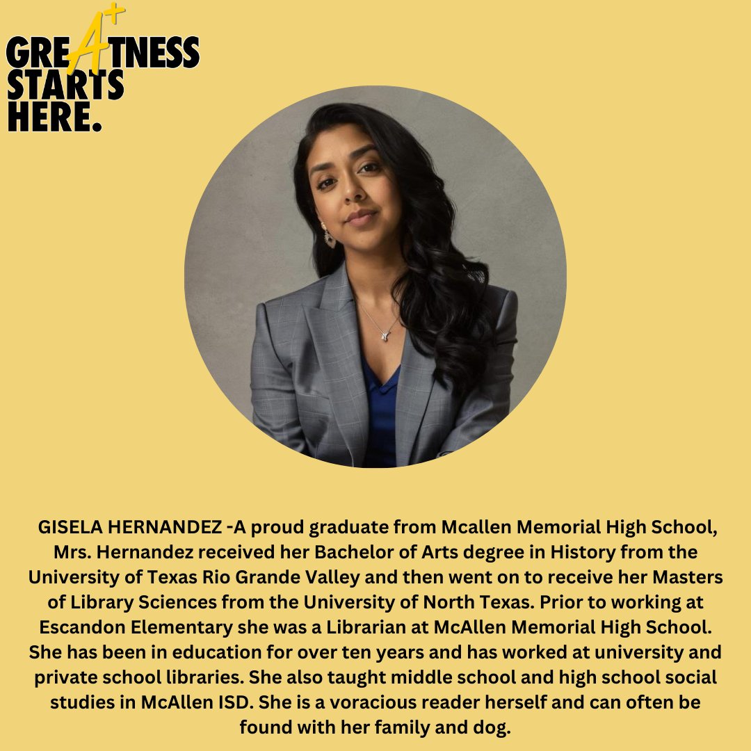 For National School Library Month, today I highlight @EscandonEagles librarian Gisela Hernandez. She is new to Escandon but will certainly shine bright in her new role. Thank you Gisela for all you do! @McAllenISD #McAllenISDLib