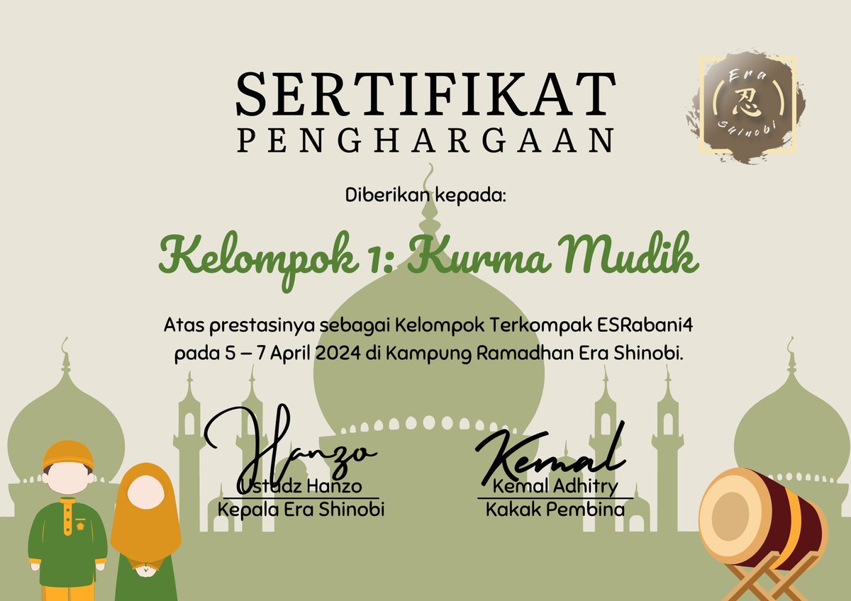 ERA_SHINOBIsubs's tweet photo. “Kategori penghargaan pertama, Kelompok Terkompak, jatuh kepada…

KELOMPOK 1, KURMA MUDIK, yang diketuai oleh @MINDOUERMATTER.

Selamat atas pencapaiannya!” https://t.co/4VfbPHhcYd