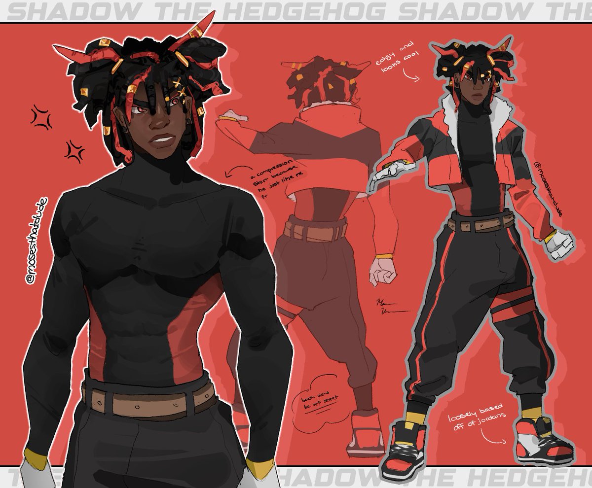 Shadow the Hedgehog but human #SonicTheHedegehog #sonicfanart