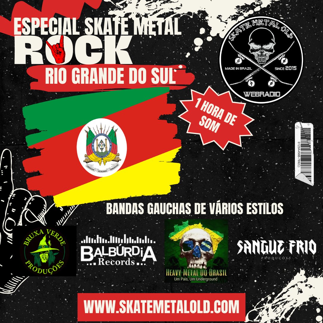 ESPECIAL SKATE METAL RIO GRANDE DO SUL
Lançamos nossos especiais com bandas underground do Brasil, e agora ancoramos nos estados do sul.
Apoio: Heavy Metal do Brasil @hmdobrasil, Bruxa Verde <a href="/bruxav/">Xavier Weidenaar</a>, Balburdia @balburdiarecords e Sangue Frio @SangueFrioProd
