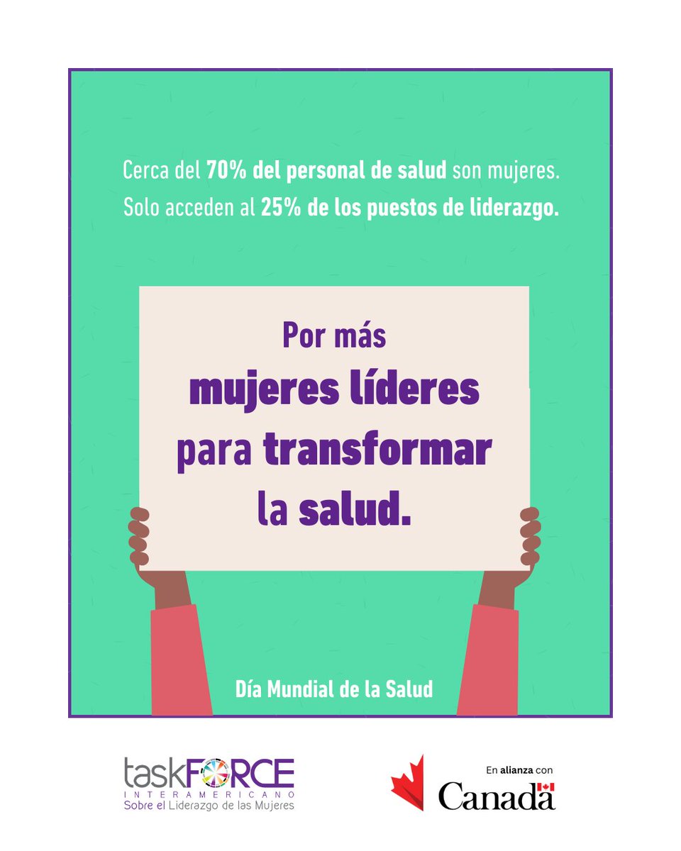 Aunque cerca del 70% del personal de salud son mujeres, ellas solo acceden al 25% de los puestos de liderazgo (OMS, 2019). Es hora de transformar la salud, promoviendo sus liderazgos para construir sistemas sanitarios más inclusivos y resilientes 👩🏽‍⚕️💪🏽✅ #DíaMundialdelaSalud