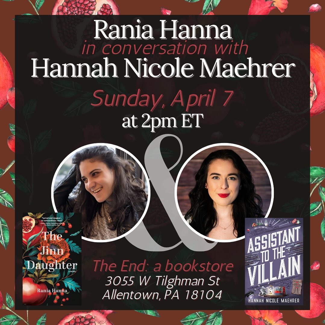 Don't miss out on this in-person event with author Rania Hanna as she discusses her latest book, “The Jinn Daughter”tinyurl.com/Readjinndaught… Sunday, 7 April at 2pm (EST) at THE END: A bookstore: 3055 W. Tilghman St., Allentown, Pennsylvania, USA: tinyurl.com/Follow-themap