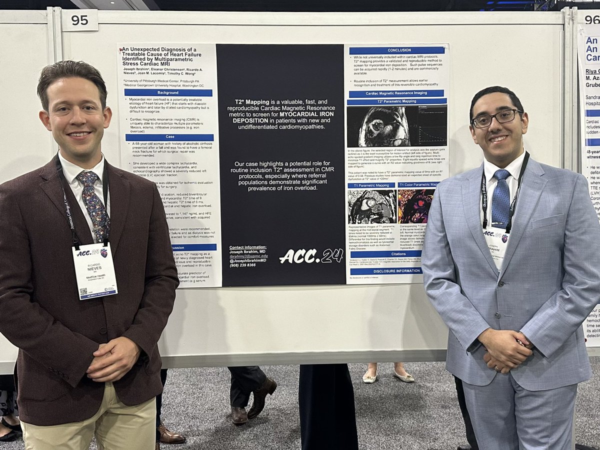 UPMC Heart and Vascular Institute (@hviupmc) on Twitter photo <a href="/JosephIbrahimMD/">Joseph Ibrahim, MD</a> <a href="/nievesra14/">Ricardo Nieves</a> T2* Mapping is a valuable, fast, and reproducible Cardiac Magnetic Resonance metric to screen for MYOCARDIAL IRON DEPOSITION in patients with new and undifferentiated cardiomyopathies. #ACC24 <a href="/JosephIbrahimMD/">Joseph Ibrahim, MD</a> <a href="/nievesra14/">Ricardo Nieves</a> T2* Mapping is a valuable, fast, and reproducible Cardiac Magnetic Resonance metric to screen for MYOCARDIAL IRON DEPOSITION in patients with new and undifferentiated cardiomyopathies. #ACC24