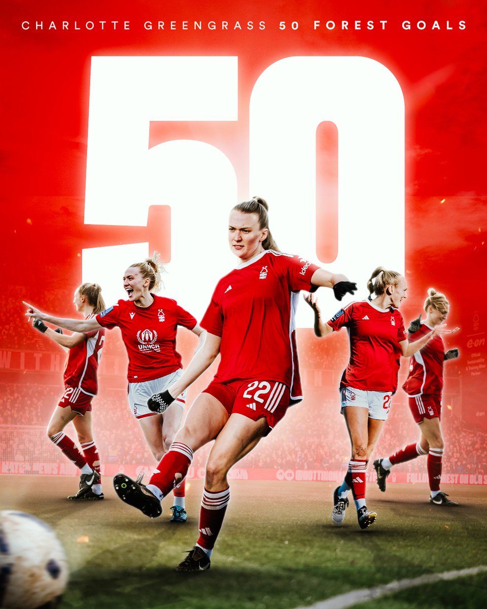 50 goals for Nottingham Forest ❤️ Today's opening goal was @chaarlotteag's 50th goal in the Garibaldi 👏