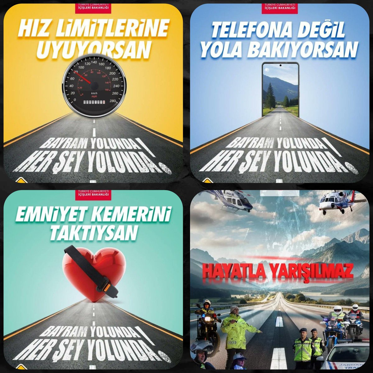 🚗🚦Sevdiklerimize sağlıkla kavuşacağımız mutlu bir bayram geçirmek için;
📌Trafik kurallarına uyalım,
📌Hız limitlerini aşmayalım, 
📌Emniyet kemerimizi mutlaka takalım,
📌Araç kullanırken telefonla konuşmayalım. 

#HayatlaYarışılmaz
#TürkiyeninHuzuru🇹🇷
#SamsununHuzuru🇹🇷