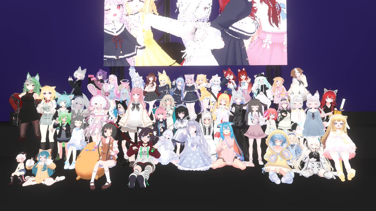 VRneko3mai's tweet photo. ２４年０４月０６日(金曜日)　２１：４５～ 
【　#ColorfulParty　からはりダンス発表会　】より1
まずは集合写真にゃ(=^‥^=)ゞ－☆
最近はつかれというか痛みというか
無気力感がばなくてのぅ(-_ゞゴシゴシ
#からぱり https://t.co/77psC9XsrK