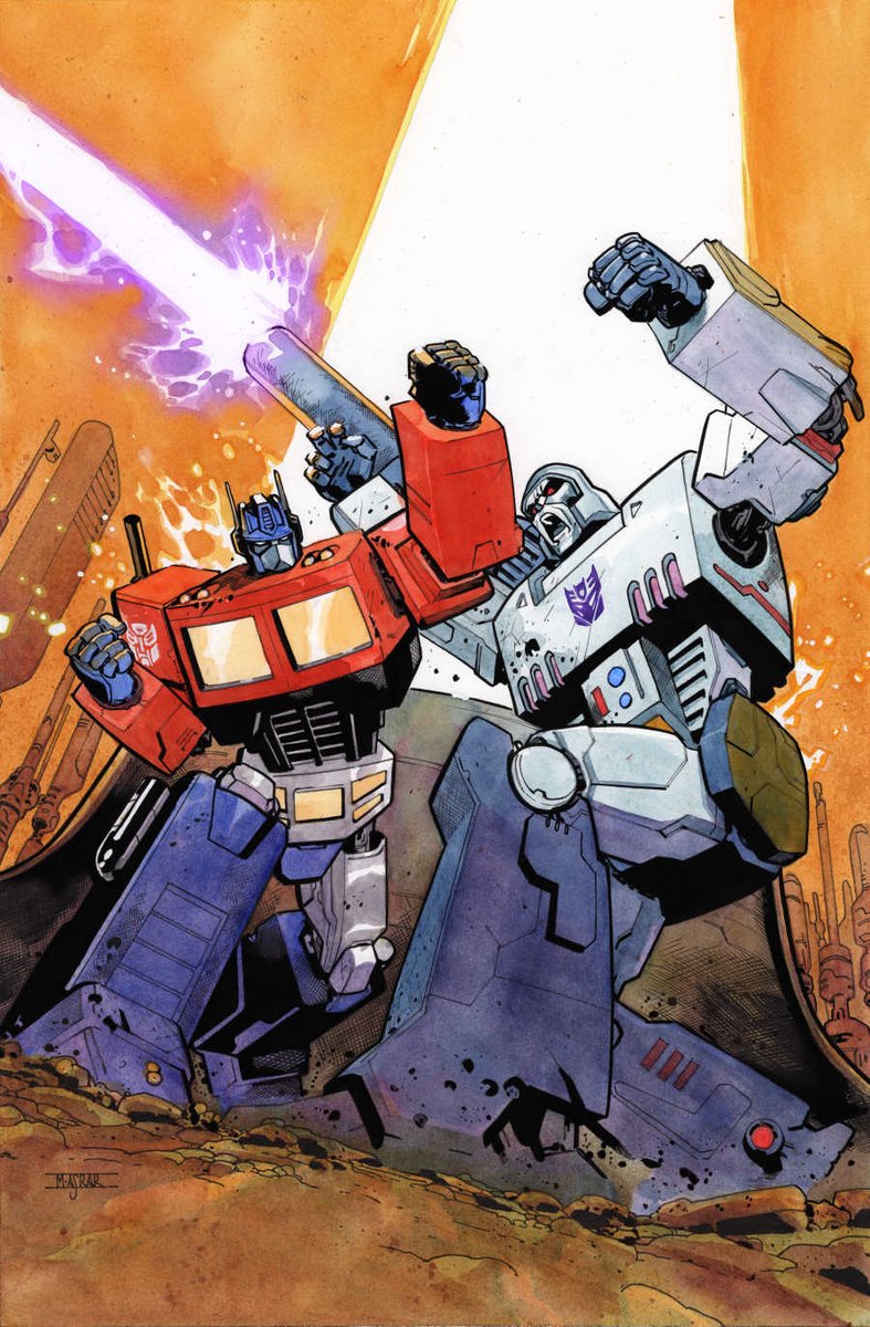 Transformers #1 6th Printing Cover 11' x 17' Mixed media on watercolour paper.