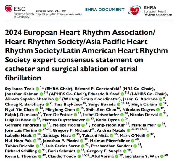 #EHRAtopicweek during #EHRA2024 Now online at #EUROPACE @ESCJournals The 2024 Expert consensus statement on catheter and surgical ablation of atrial fibrillation @escardio @APHRSOfficial @HRSonline @LAHRSonline1 doi.org/10.1093/europa… @EuropaceEic