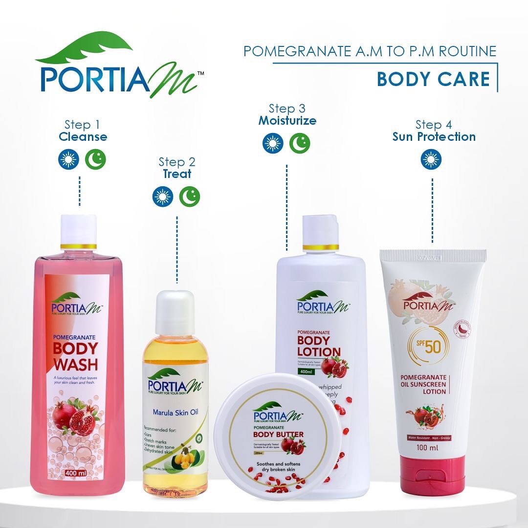 Give your body pure luxury with the Portia M Pomegranate body range 🌹✨ The combo will leave your skjn hydrated and feeling fresh Available at leading retailers and Portia M beauty stores #portiamskincare #sharetheglow
