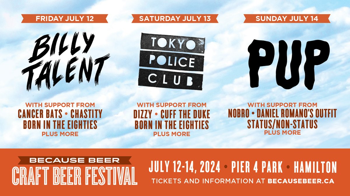 Win tickets to @BecauseBeerCA in Hamilton with performances from @BillyTalentBand @Tokyopoliceclub @Puptheband and more! Superfriends could win tickets bit.ly/4azqdgp