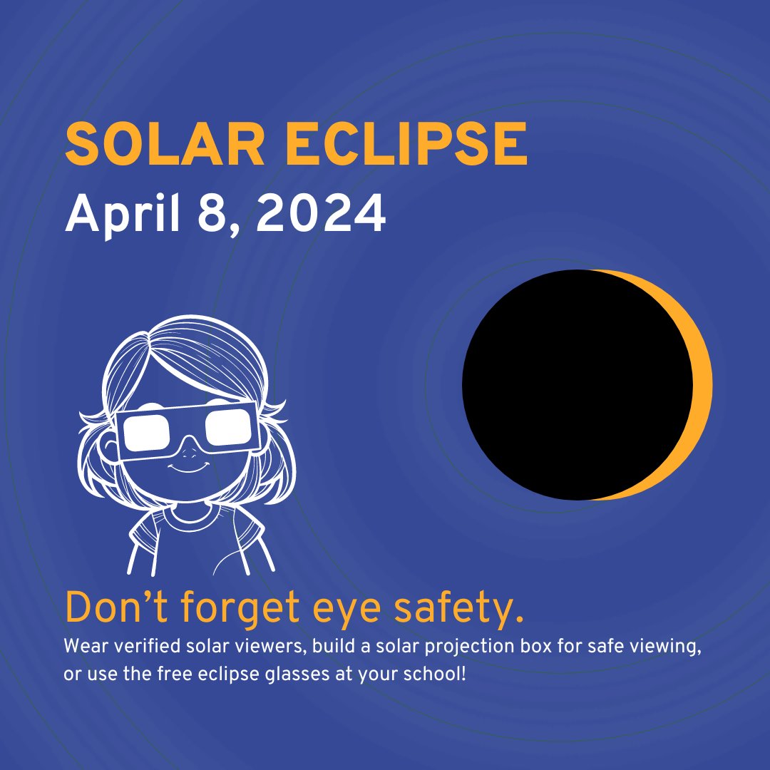 Get ready, Aldine ISD! 🌞🌑 Don't miss the celestial spectacle of the solar eclipse on the 8th! It's nature's own cosmic showtime! Remember, safety first with proper eye protection! #SolarEclipse #MyAldine