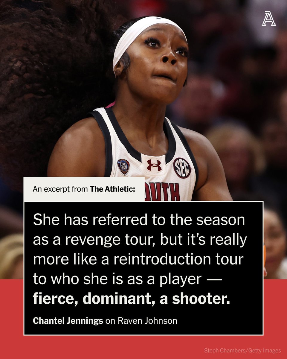 Quitting didn’t feel like giving up, it felt like the only way Raven Johnson could get over everything. Instead, she's turned the memes from last year's Final Four loss into motivation, writes @ChantelJennings. And she's ready for her moment. theathletic.com/5395966/2024/0…