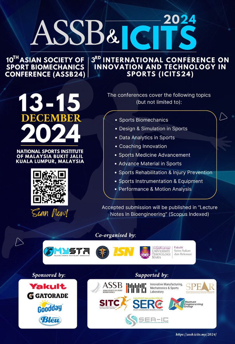 ASSB.ICITS.my/2024/

ASSB-ICITS 2024 Conference Announcement!

Come &amp;  join us from Dec 13-15 in Malaysia 🇲🇾 

Abstracts/full paper submissions are open now 💪🏼