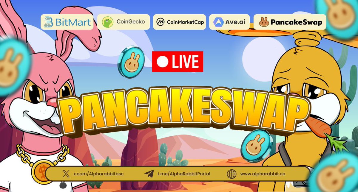 alpharabbitbsc's tweet photo. WE ARE NOW LIVE ON PANCAKESWAP DEX!

Contract:
0x8668FC058Ac48Bc2a5696c2125b4Ce38d4bd0223

Chart:
https://t.co/PU8EoRyKuw

Dex:
https://t.co/fOCPZovj89 https://t.co/FRiD0gy4Cc