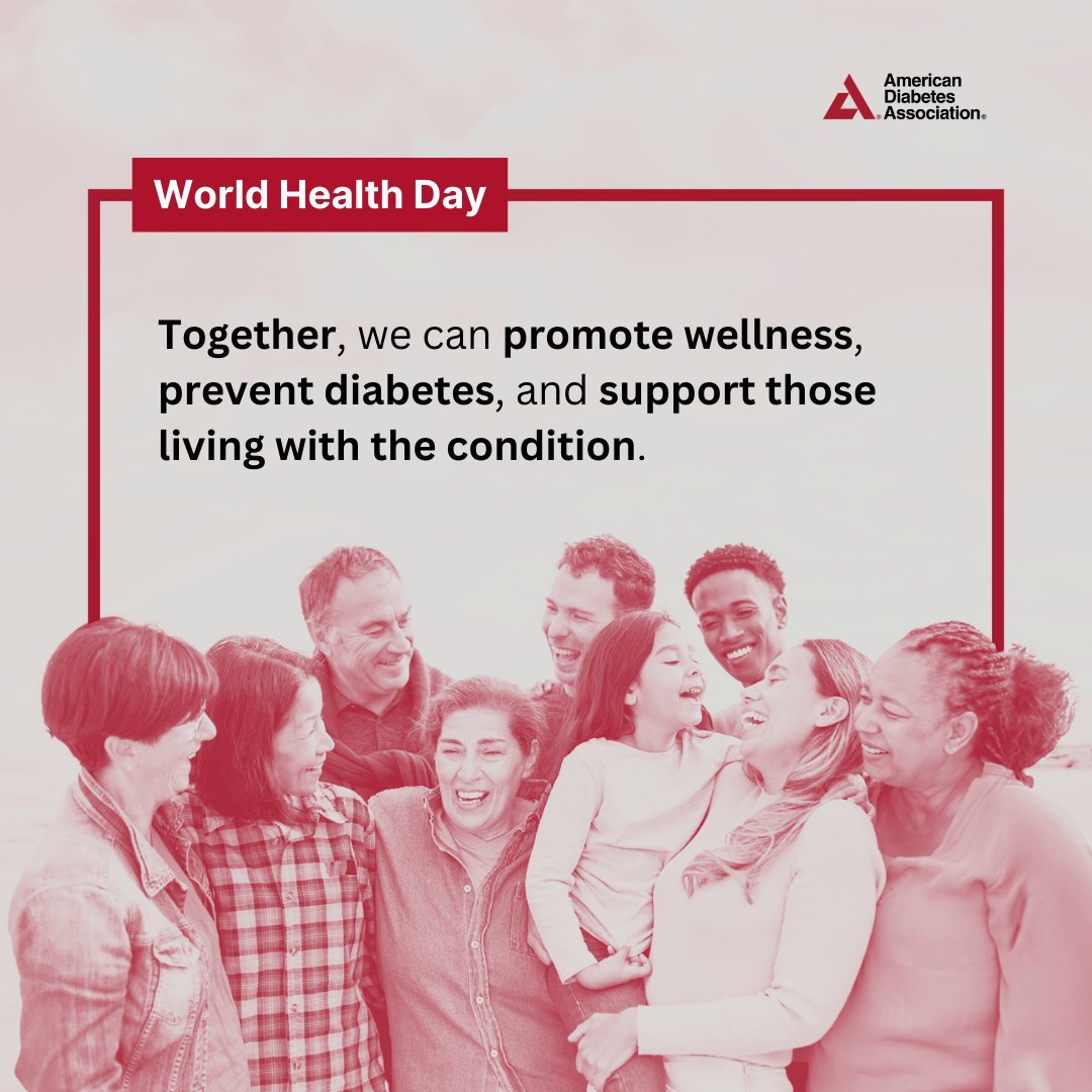 🌍💙 This #WorldHealthDay, let’s work together to raise awareness about the importance of good health for all. Visit our healthy living page for all things health in one place at diabetes.org/healthy-living. #WeFightDiabetes