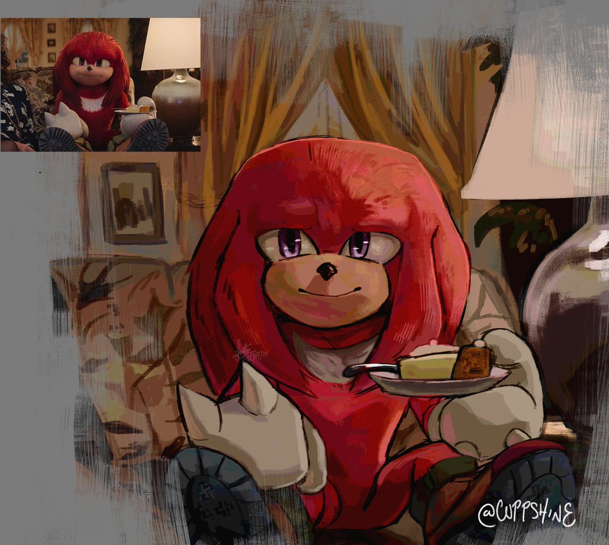 HE'S JUST A SMOL BEAN, SILLY GUY I LOVE HIM AAA #SonicTheHedgehog #Knuckles #redraw