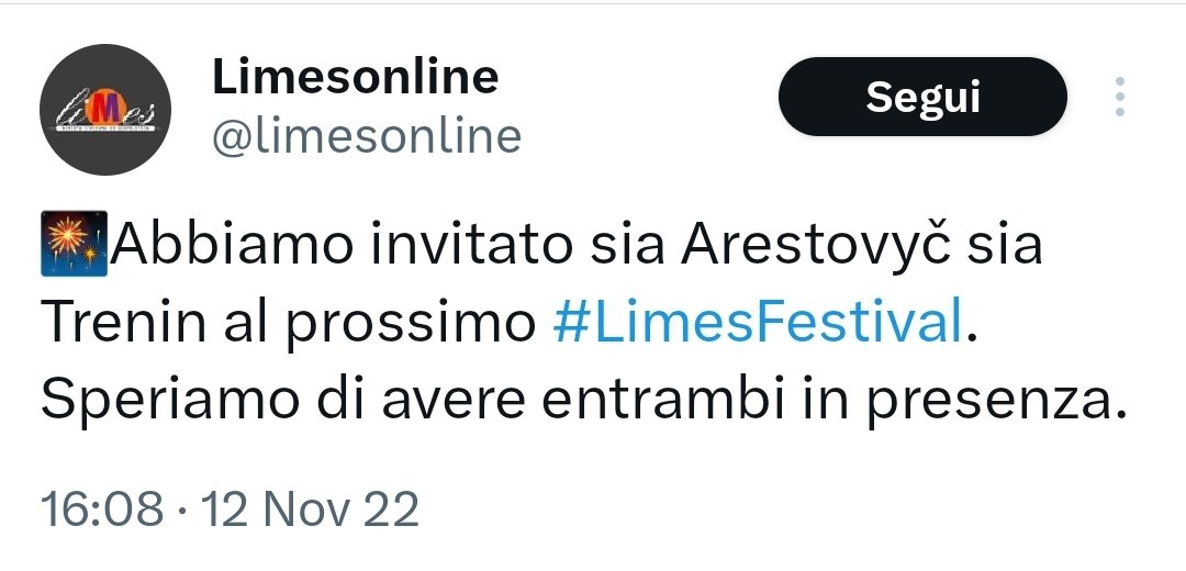 @OlgaK2013 In Italy, 'geopolitical experts' of @limesonline (@GermanoDottori, @omoscatelli and their pals) are still inviting Trenin as an 'expert' 🤡.
He attended their event in november 2022 and november 2023: 'I was lucky to interview him', 'we hope he will join in presence next year'.