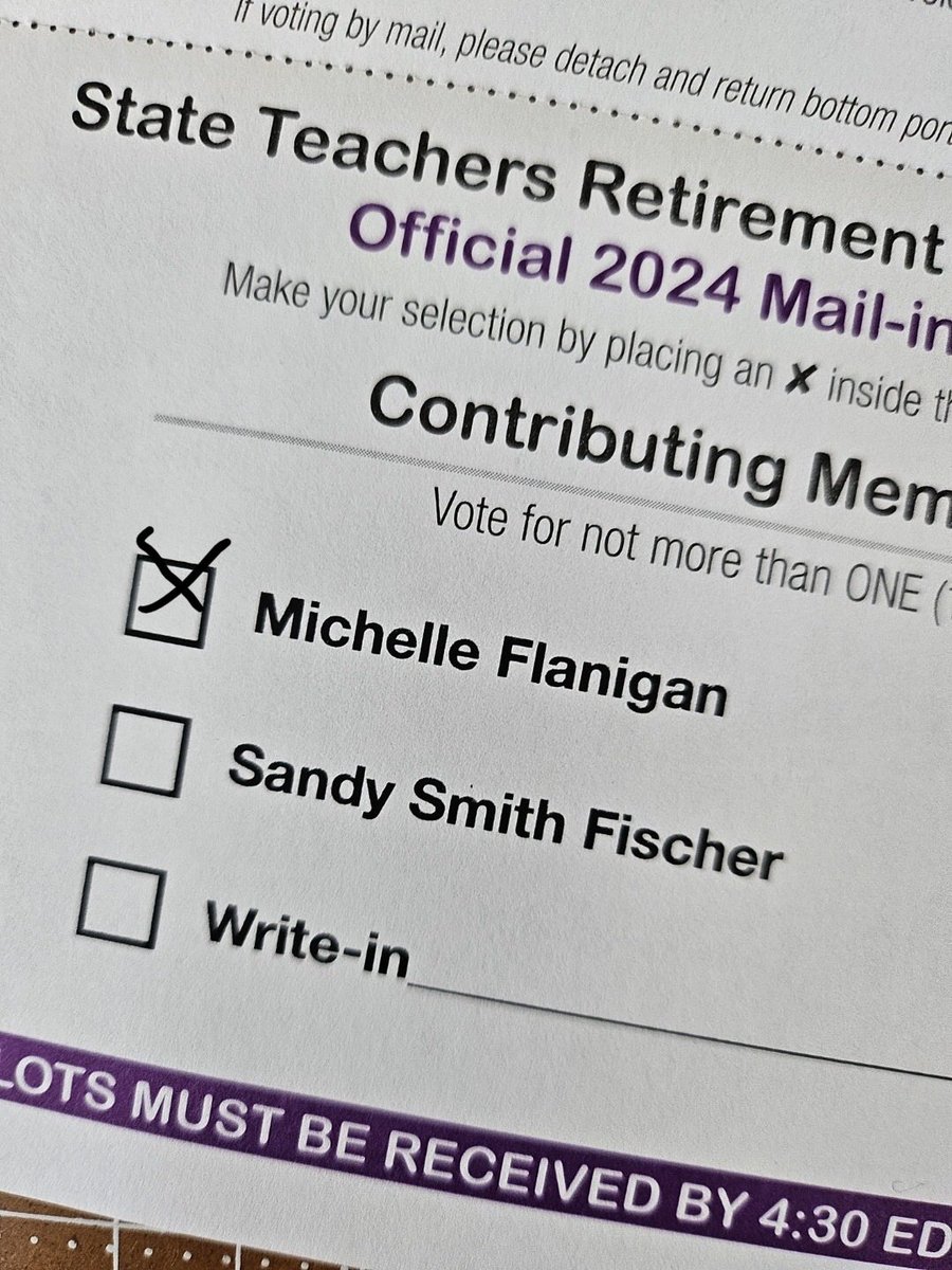 STRS Ballots have been mailed- Vote Michelle Flanigan