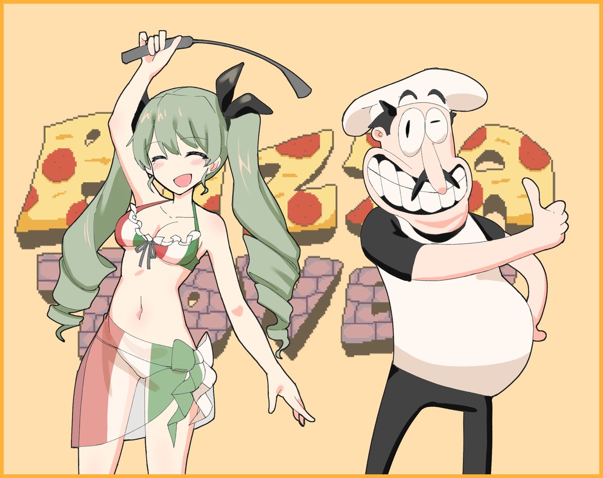 #garupan #GirlsUndPanzer #GuP 
#pizzatower #PizzaTowerArt 
Anchovy & Peppino.