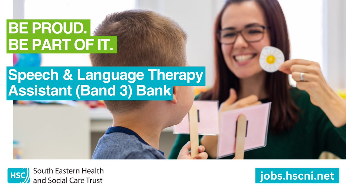 Are you currently studying Speech & Language Therapy? 🎓 Have you completed the first year including all clinical placements? 📚 Gain insight and experience by working within our Speech and Language Teams 🏥 For more info email 💻 CorporateBank.Office@setrust.hscni.net