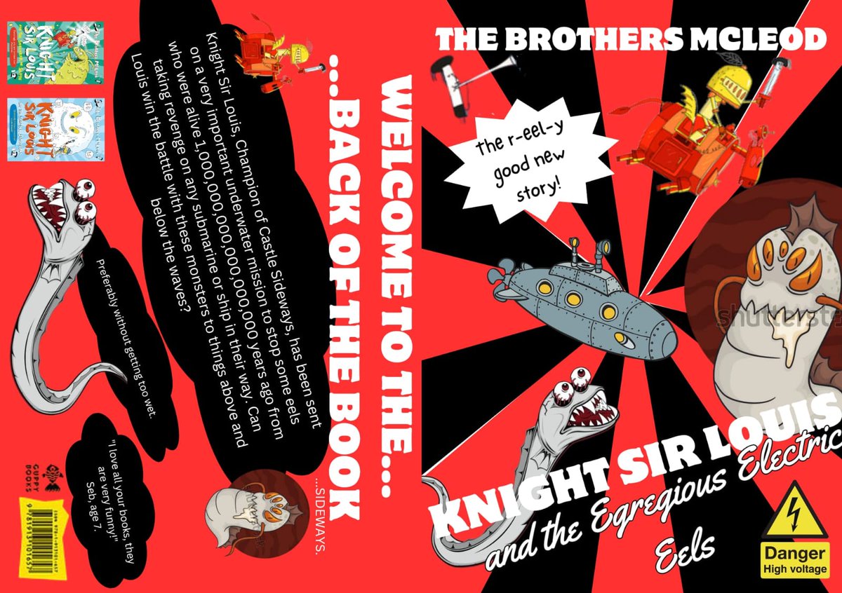 @brothersmcleod @poetrypicture @guppybooks Hi Brothers McLeod, my name is Seb. I am 7. I love all your Knight Sir Louis books, my favourite is The Sinister Snowball. I have an idea for a new book. I hope you like it. It is Knight Sir Louis and the Egregious Electric Eels. Thanks.