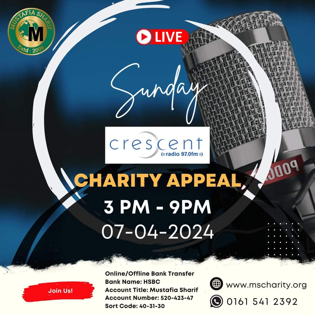 🔴 LIVE NOW!
Join us for a charity appeal on @crescentradiorochdale   97.0 FM from 3 PM to 9 PM right now. Tune in for a meaningful cause and support our efforts.

#CharityAppeal #LiveEvent #SupportUs #inspiration #TogetherWeCan #CrescentRadio