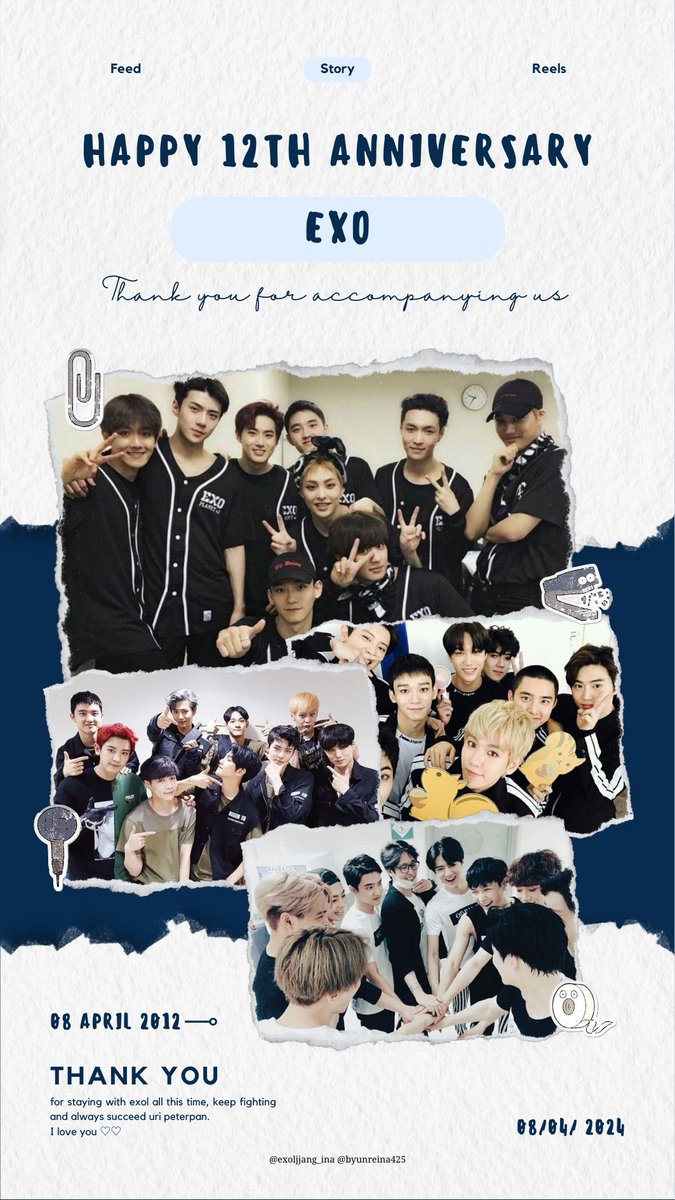 Happy 12th anniversary EXO🤍
Thank you for enduring for this long and thank you for accompanying exol all this time. Keep the spirit of success always. I love you exo🥰❤

#EXO12THANNIVERSARY
#WithEXOForLife
#12YearsWithEXO
#엑소와_함께한_열두번째_봄 
#우리들의_영원한피터팬_엑소
