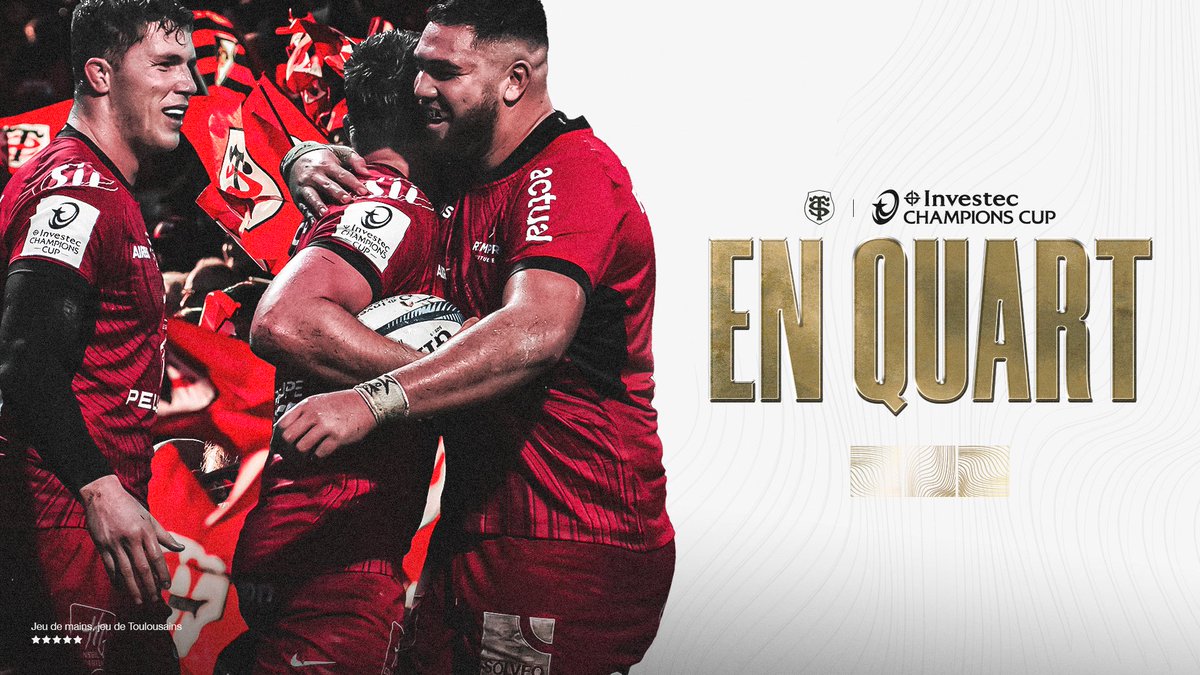 𝗟𝗘 𝗦𝗧𝗔𝗗𝗘 𝗙𝗜𝗟𝗘 𝗘𝗡 𝗤𝗨𝗔𝗥𝗧 ! 😍 Prochaine étape de Champions Cup le week-end prochain, à domicile, face à Exeter 🔥 Infos billetterie à venir, on vous attend nombreux ❤️‍🔥