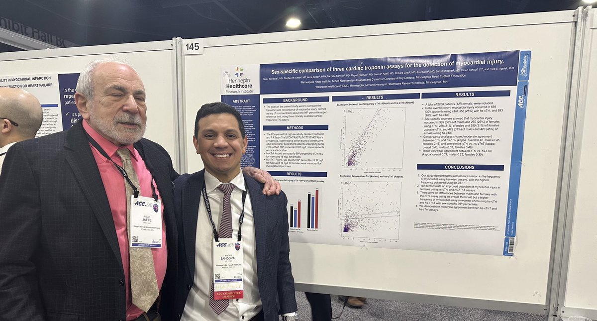 The biomarker - ACS/AMI poster abstract Jaffe rounds are always a highlight at ACC and fun times to discuss the latest on biomarkers @IFCC_CCB @HighSTEACS @mrapple004 @JJheart_doc #ACC24