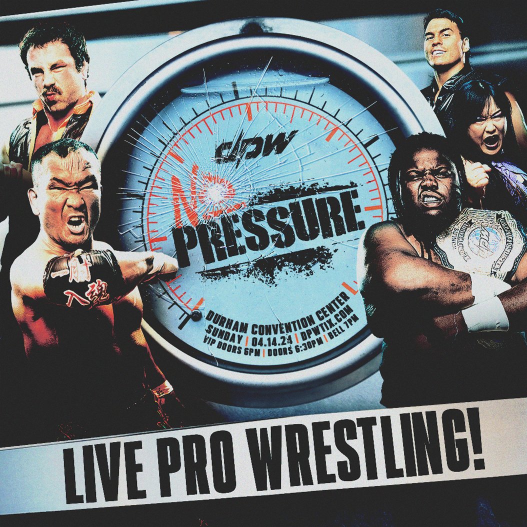 1 WEEK AWAY! 🚨 DPW World Champion CALVIN TANKMAN, ECW & FMW legend MASATO TANAKA, DPW World Tag Team Champion SPEEDBALL MIKE BAILEY, former DPW Women's World Champion EMI SAKURA, Colby Corino, & many more! DPW No Pressure 🗓️ 04/14 | Durham, NC 🎟 dpwtix.com