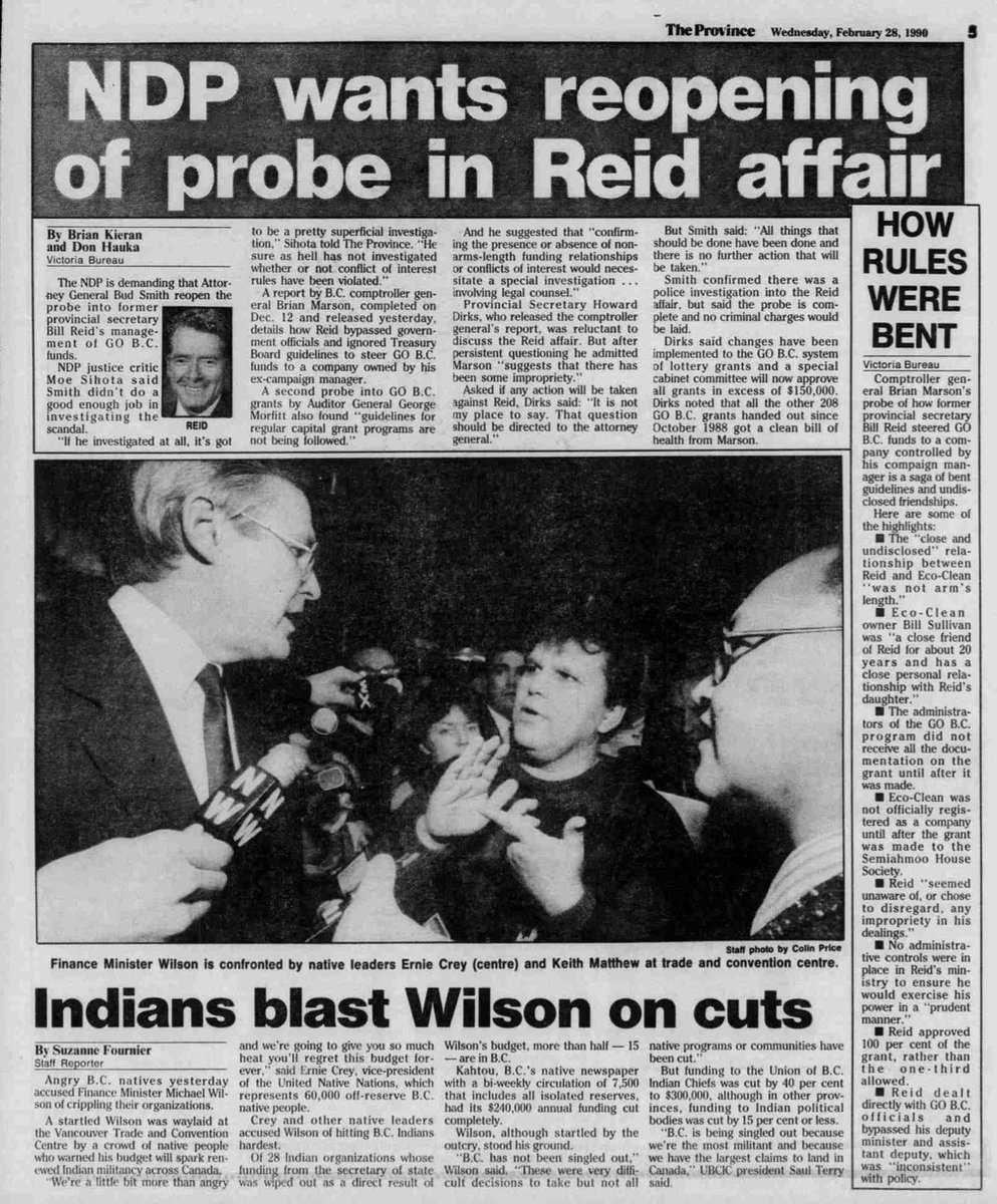 Amid calls for an investigation into the NDP’s CleanBC grants deal with MNP, a look at stories from 1990 about the Socred recycling bin scandal. Minister Bill Reid was caught directing lottery grant money to his campaign manager’s ECO-Clean company. #bcpoli #corruption