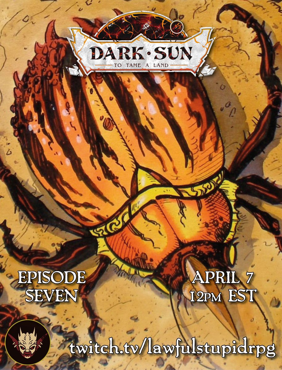 📢 LIVE NOW! 

🌅 Come join us for #DarkSun ! Session 7 of our brand new season!  AD&amp;D adventure! 🌅

🔗 Twitch.TV/LawfulStupidRPG 🔗