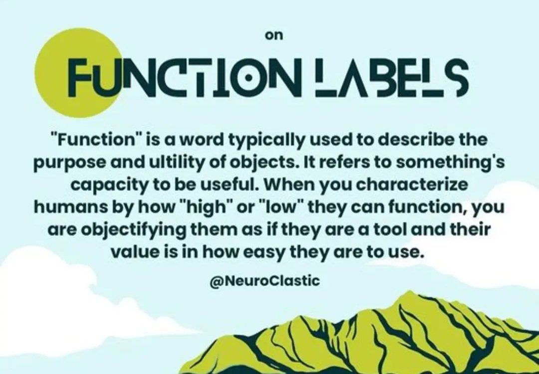 High and low function labels are a product  of capitalism. 
Fuck that.  #DisabilityJustice