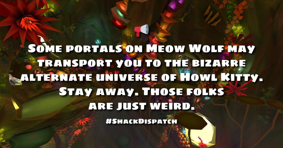 📢 Some portals on Meow Wolf may transport you to the bizarre alternate universe of Howl Kitty. Stay away. THOSE folks are just weird. #ShackDispatch