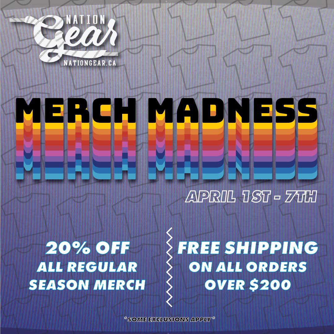 IT IS THE LAST DAY OF MERCH MADNESS

Merch Madness Game Play:

✅ FREE SHIPPING on orders over $200
✅20% discount on ALL regular season merch
✅The latest nation gear that will make all your friends jealous!

It’s your LAST CHANCE!

SHOP: nationgear.ca

#MerchMadness