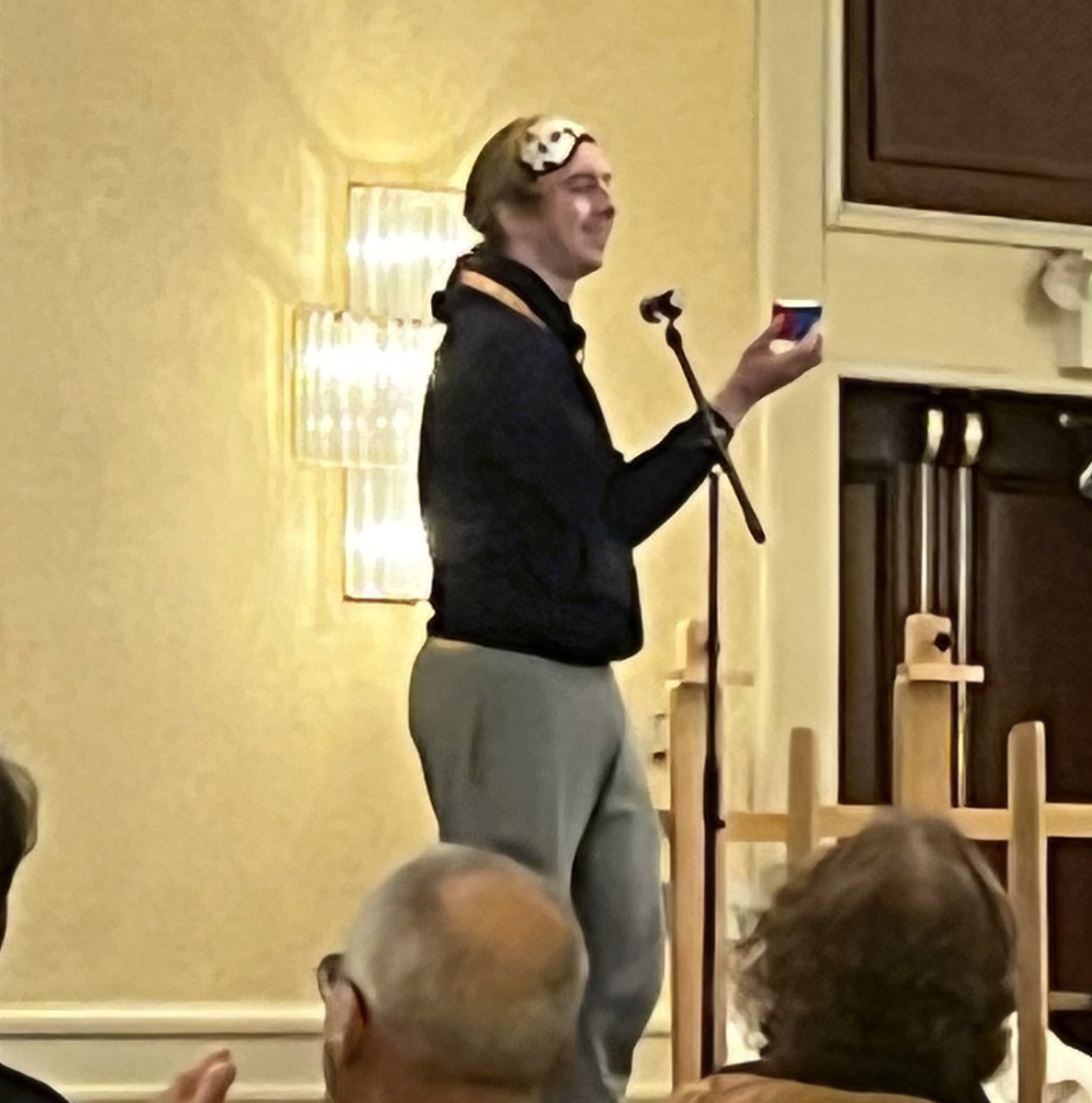 Talents on display at the American Crossword Puzzle Tournament talent show: blindfolded Rubik’s Cube solving, an It Takes Two (Rob Base version) singalong, and a retelling of Snow White laced with art history puns. Never seen a talent show quite like this #ACPT #ACPT2024