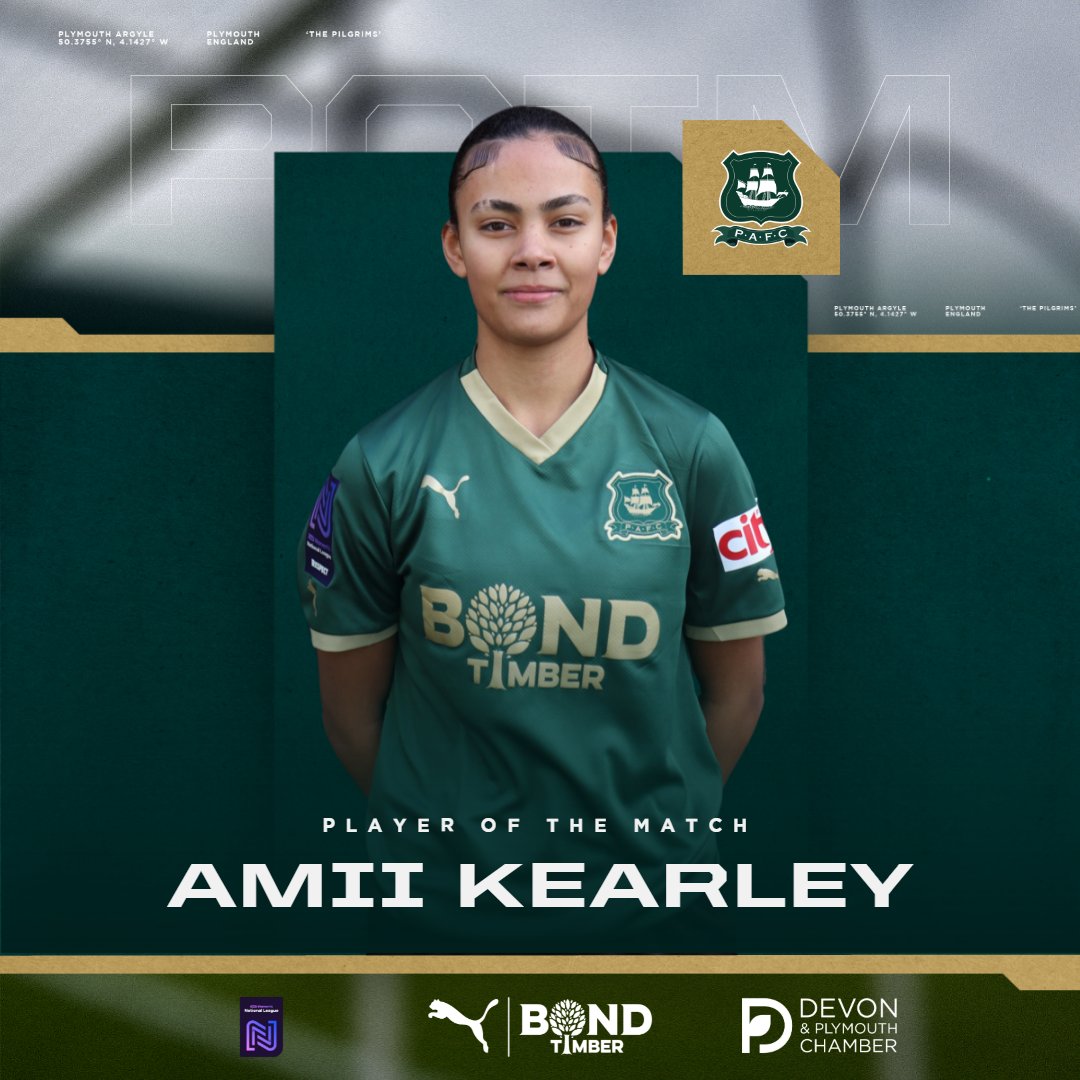 🏆 Today's Player of the Match award goes to... Amii Kearley. 👏 Congratulations Amii! #pafc | Powered by @Chamber_Devon