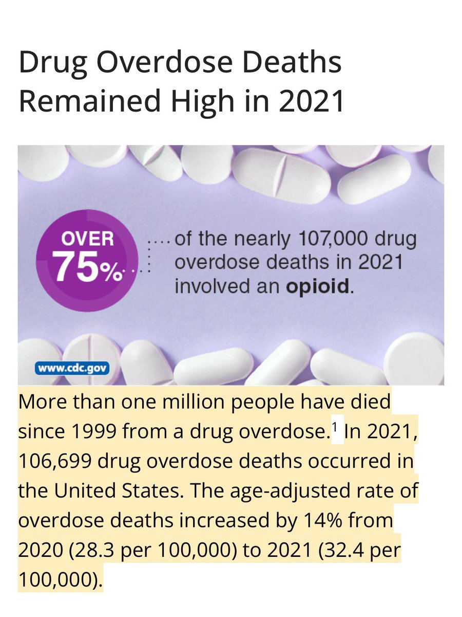 Total overdoses topped 106,000 in 2021 in the US with opioids in on 75% of them. We continue to rise each year- Thanks “Harm Reduction Strategy” Critics of the War on Drugs- rejoice.