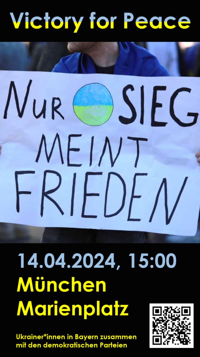 Wir sehen uns in einer Woche! Und in der Zeit gibt ein paar Euros denjenigen, die etwas für die Ukraine tun - einer Person/Verein Eures Vertrauens
#victoryforpeace #ArmUkraineNow #UnitedWeWin #armukrainetowin #StandWithUkraine #gemeinsamsindwirstark #demo #münchen #munich